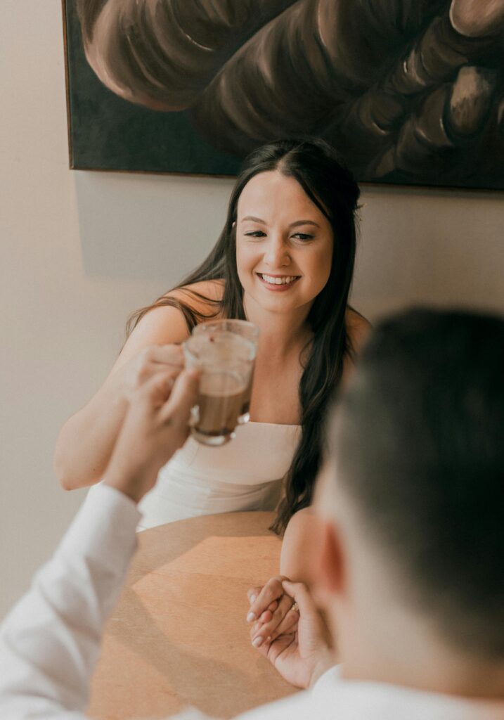 Woman in her 30s engaging in a deep conversation